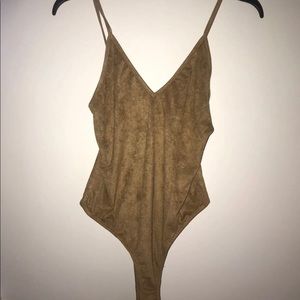 *NEVERWORN* suede bodysuit